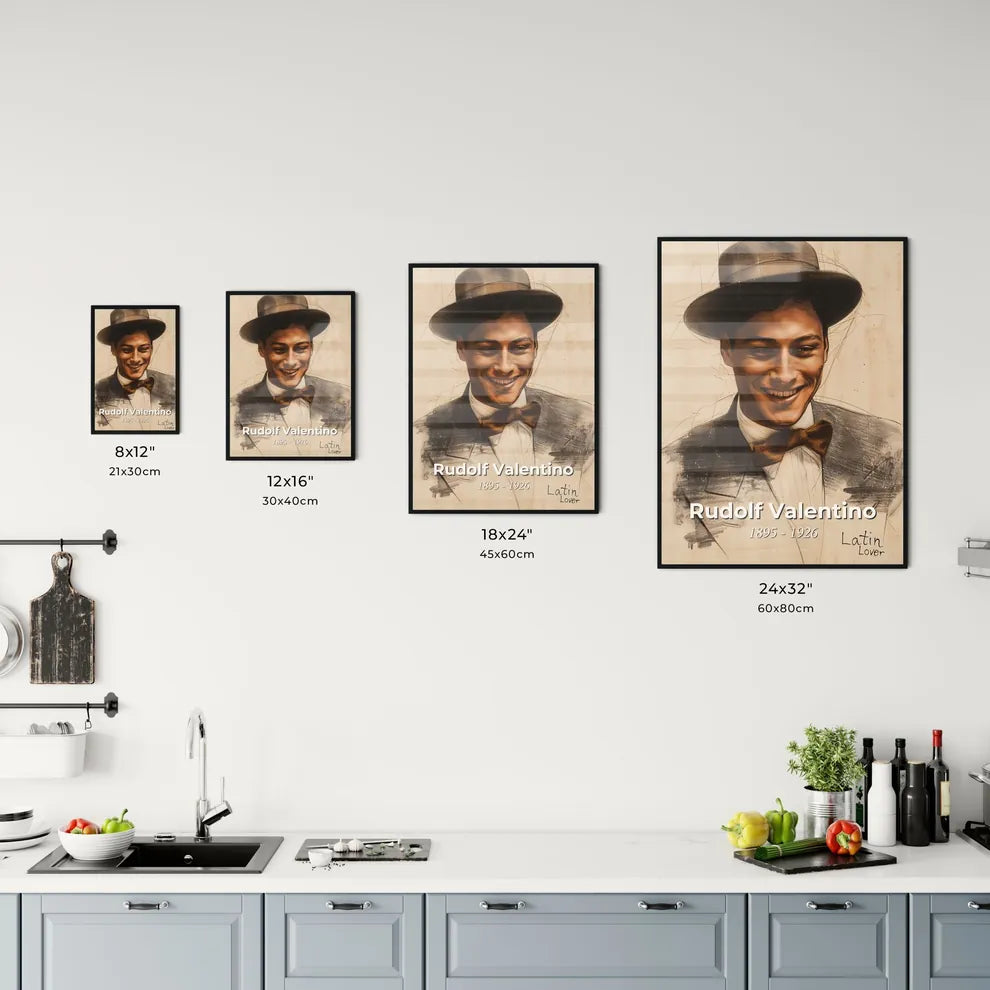 Elegant Portrait of Rudolf Valentino Size Chart