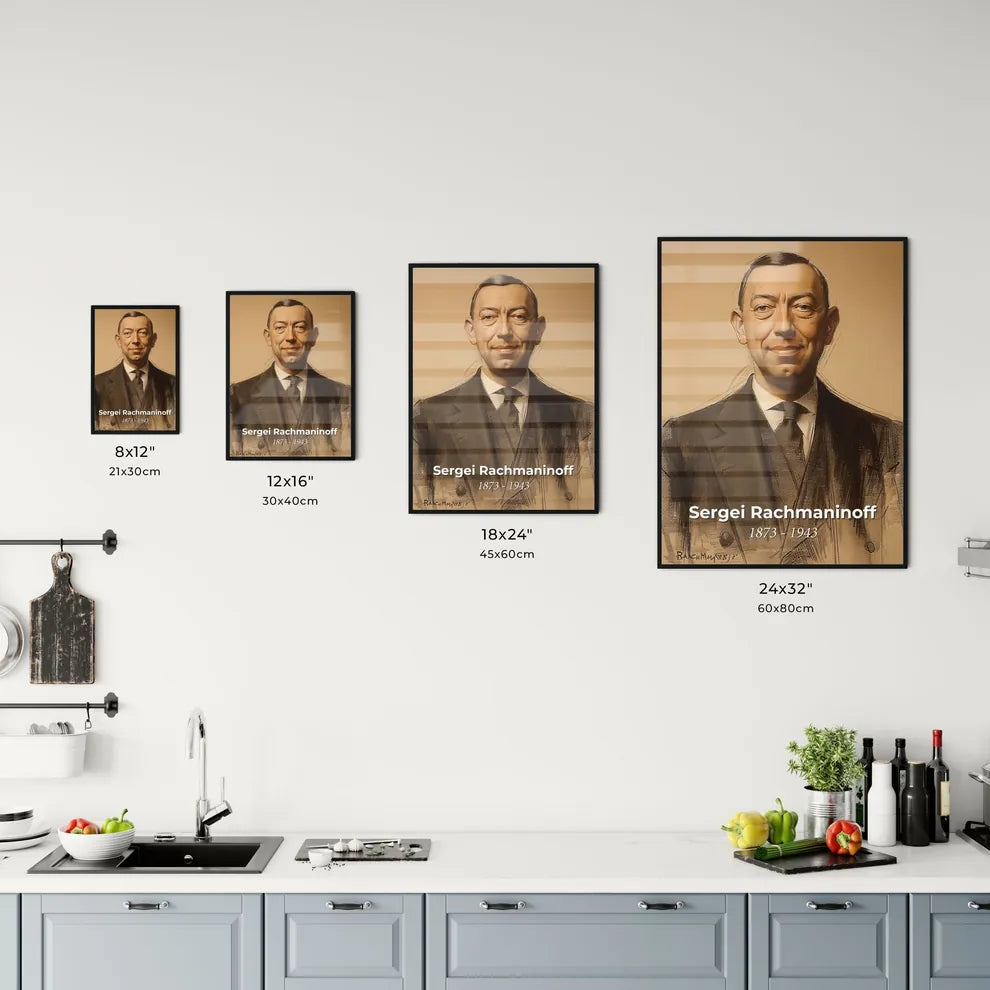 Elegant Portrait of Rachmaninoff Size Chart