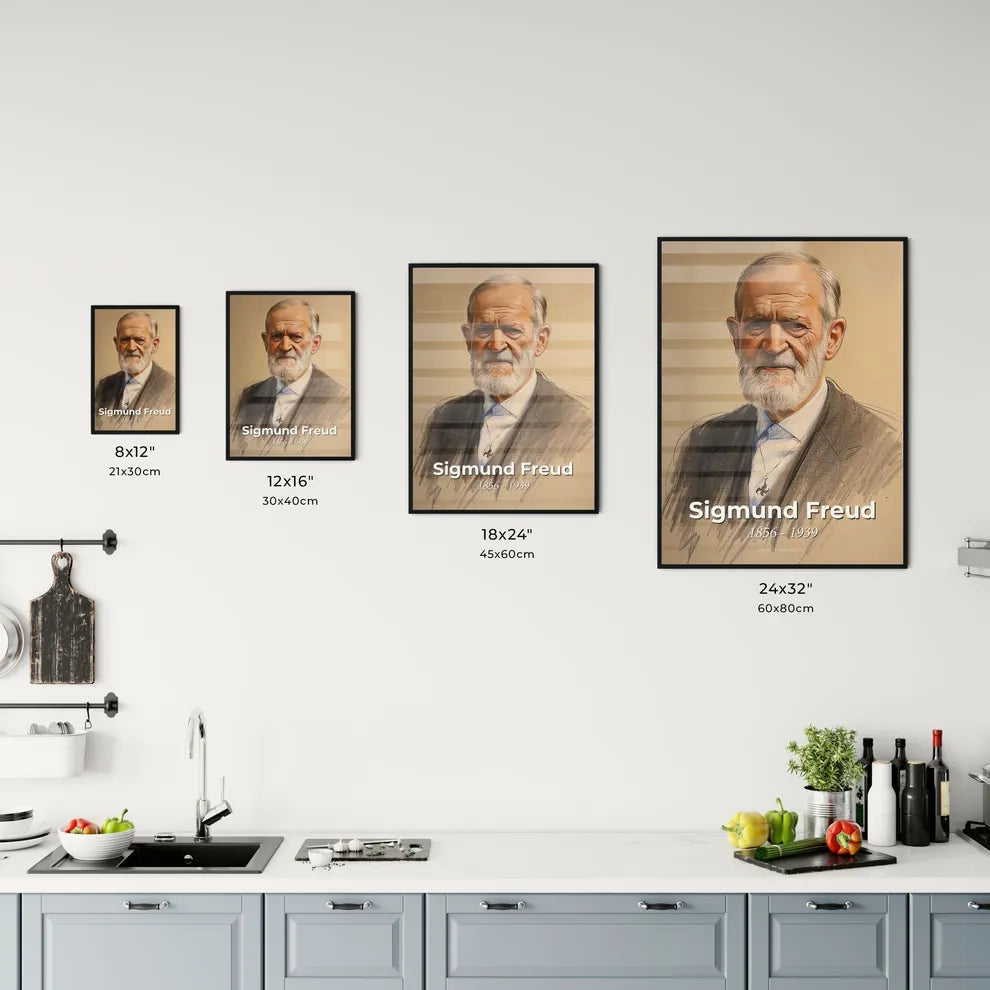 Elegant Portrait of Sigmund Freud Size Chart