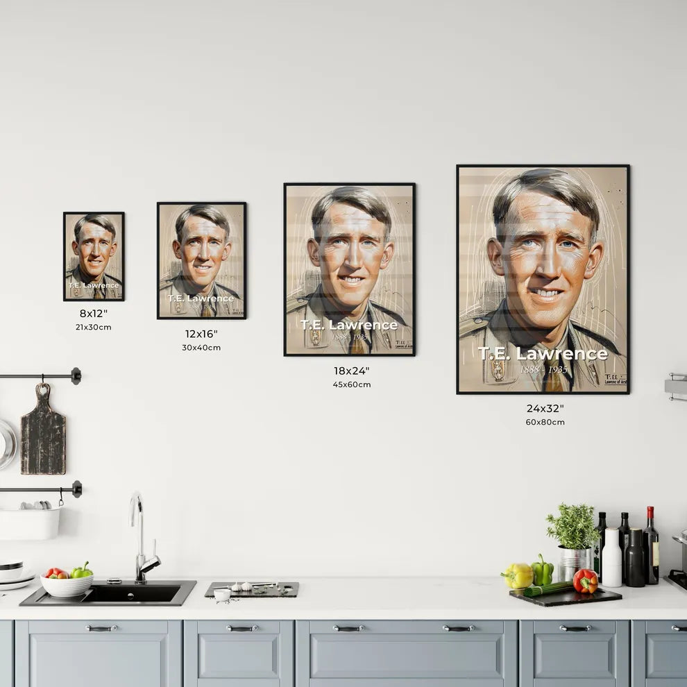 Stunning Portrait of T.E. Lawrence Size Chart