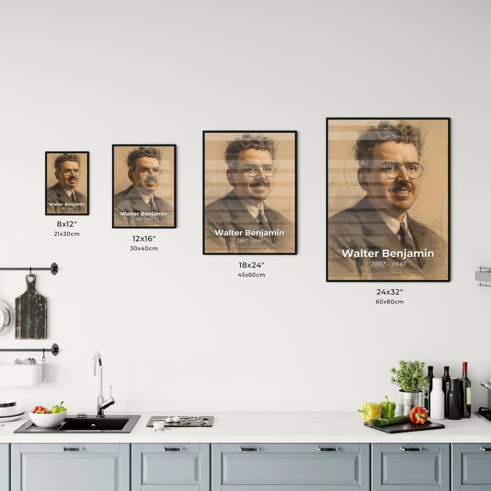 Elegant Portrait of Walter Benjamin Size Chart