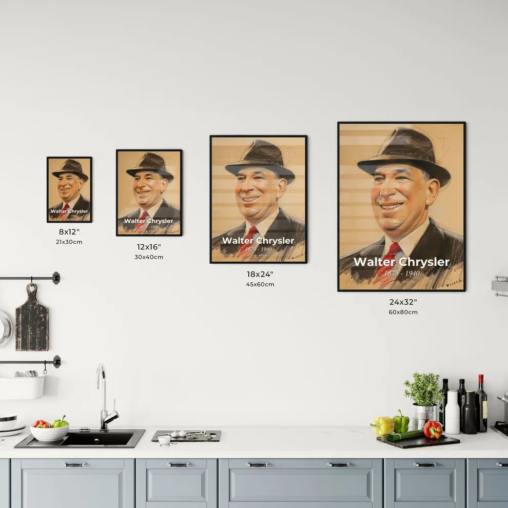 Elegant Contemporary Portrait of Walter Chrysler Size Chart