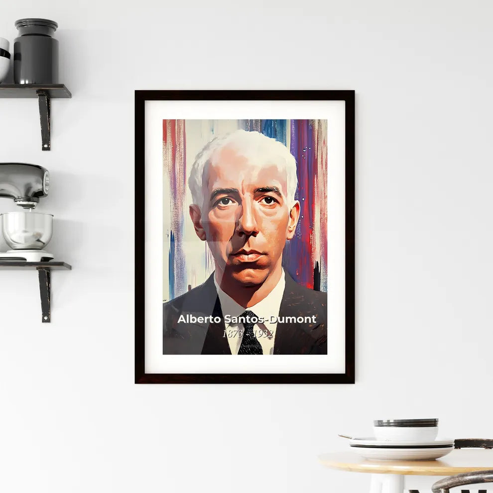 Portrait of Alberto Santos-Dumont, 1873 - 1932. Impressionistic painting of a man in a suit and tie. Custom Print