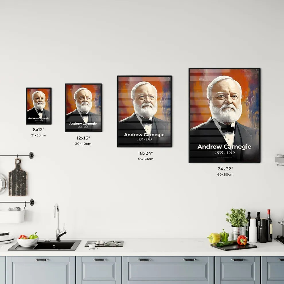 Portrait of Andrew Carnegie Size Chart