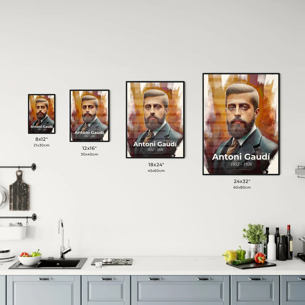 Portrait of Antoni Gaudí Size Chart