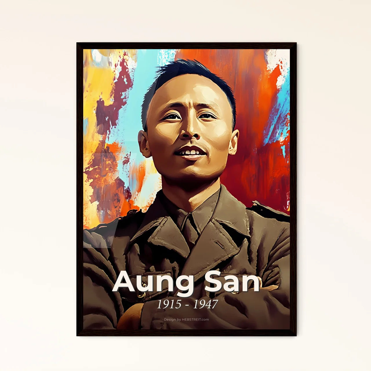 Portrait of Aung San - Framed Art Print