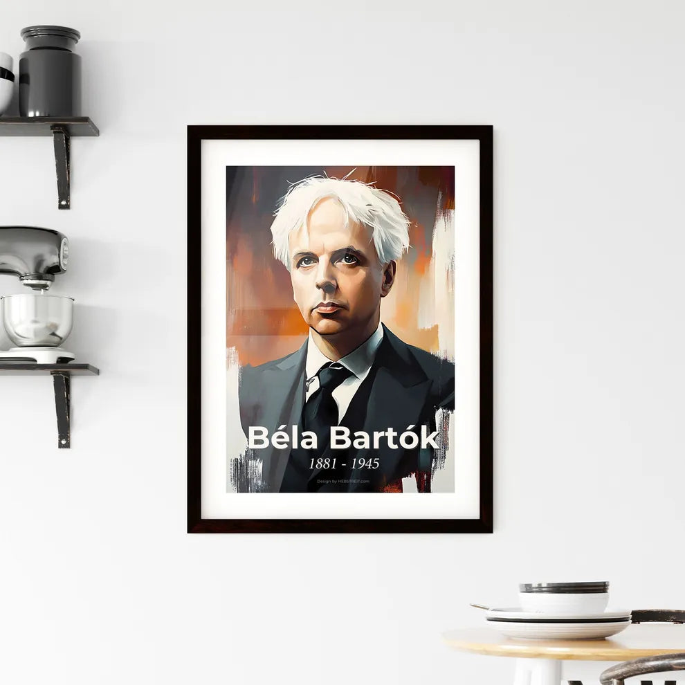 Portrait of Béla Bartók, 1881 - 1945. Impressionistic painting of a man in a suit. Custom Print