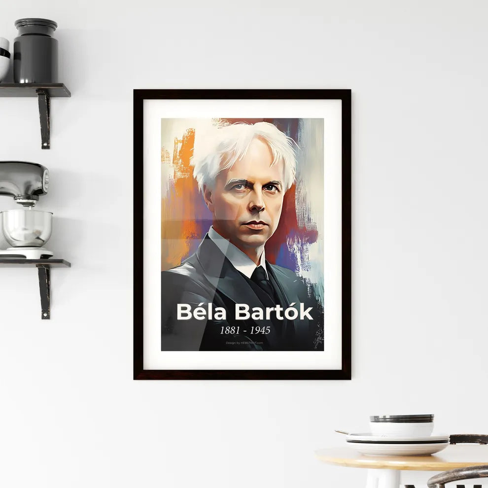 Portrait of Béla Bartók, 1881 - 1945. Impressionistic painting of a man in a suit. Custom Print