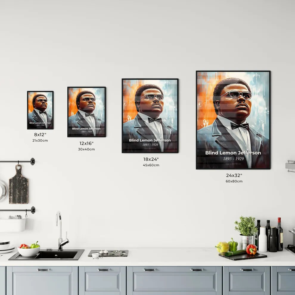 Portrait of Blind Lemon Jefferson Size Chart