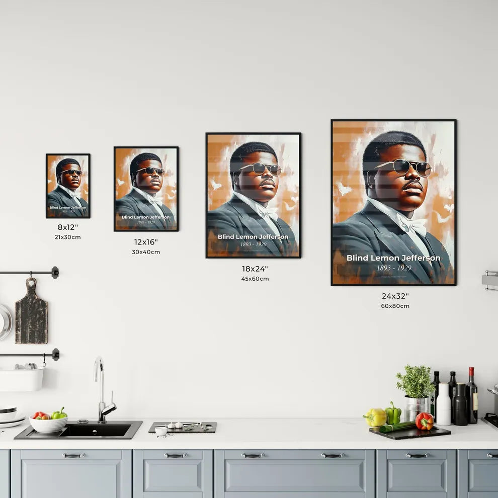 Portrait of Blind Lemon Jefferson Size Chart