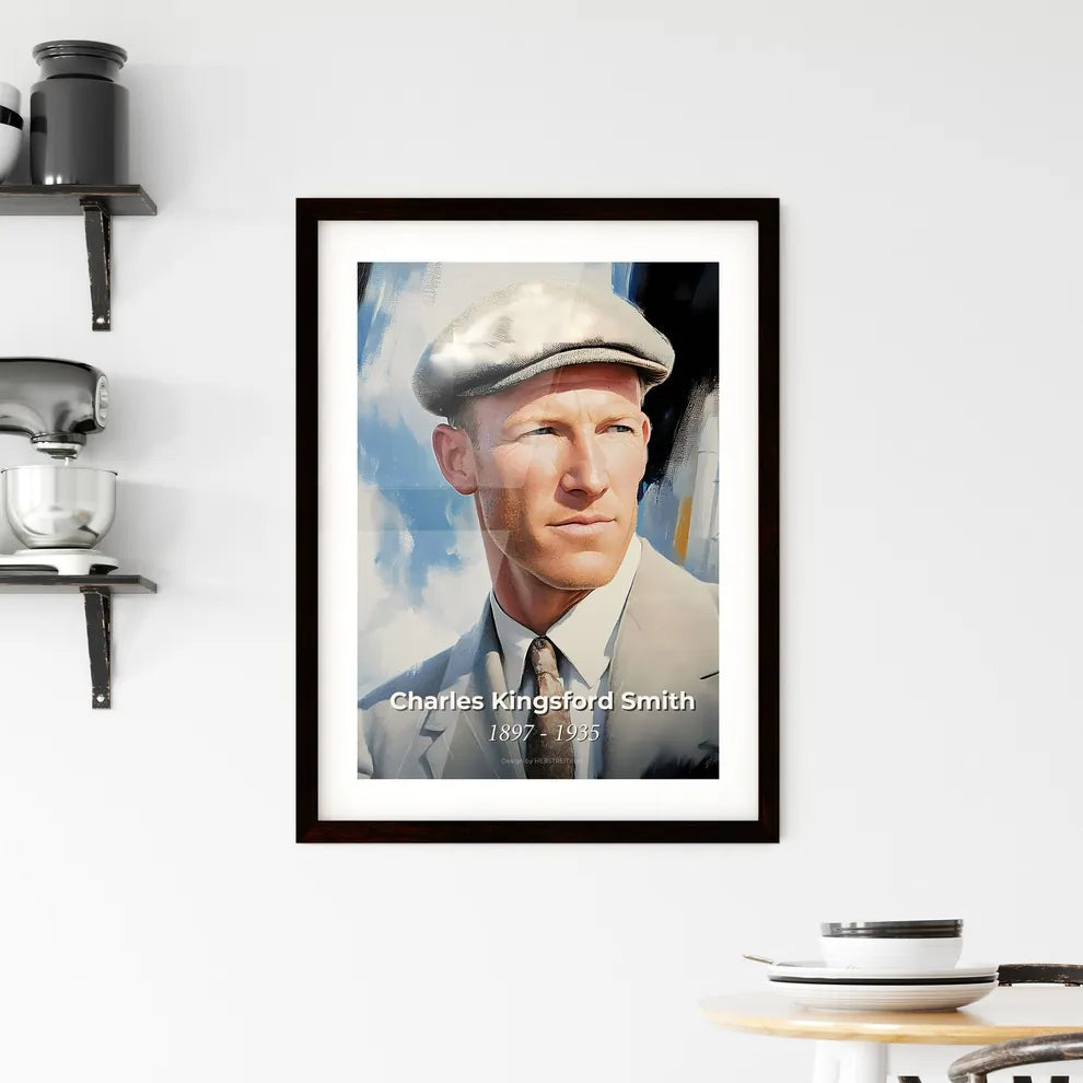 Portrait of Charles Kingsford Smith, 1897 - 1935. Impressionistic painting of a man in a suit and tie. Custom Print