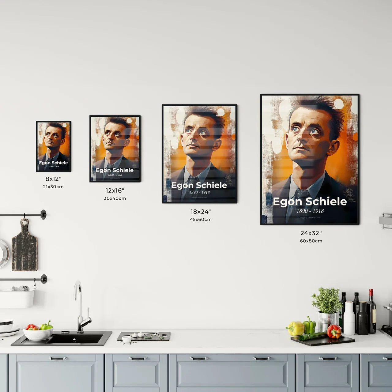 Portrait of Egon Schiele Size Chart