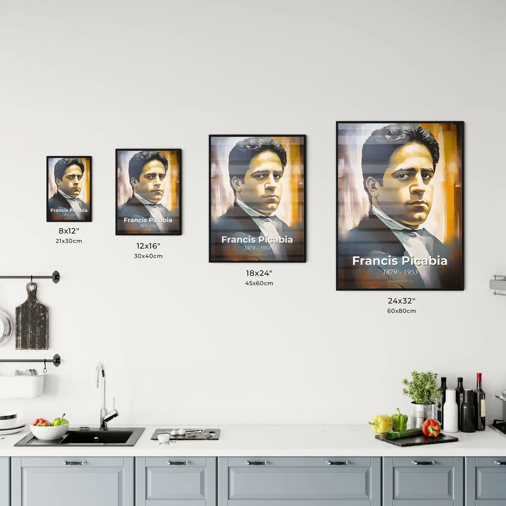 Portrait of Francis Picabia, 1879 - 1953. Impressionistic painting of a painting of a man. Size Chart