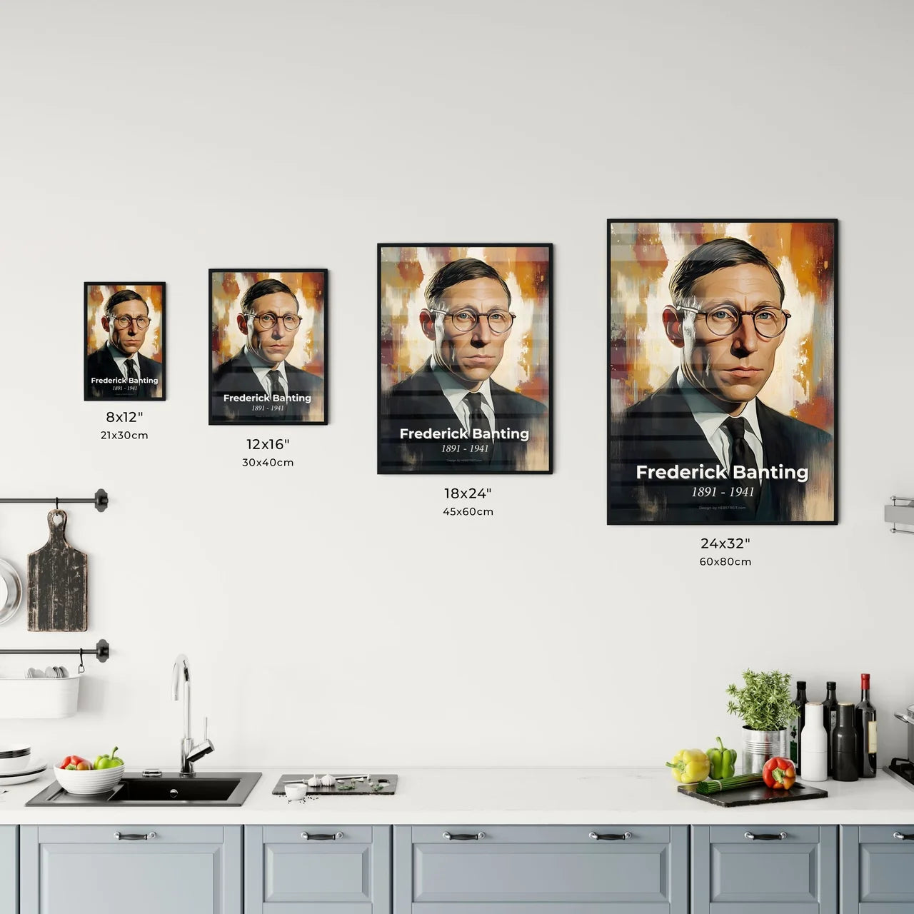 Portrait of Frederick Banting Size Chart