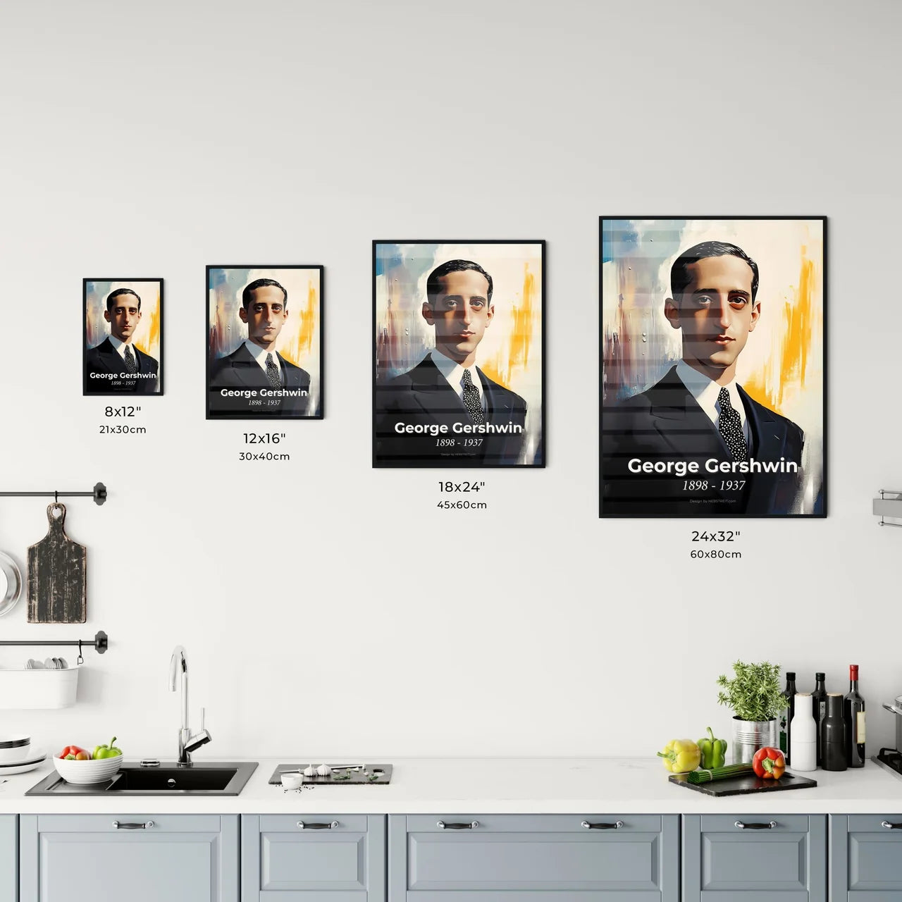 Portrait of George Gershwin Size Chart