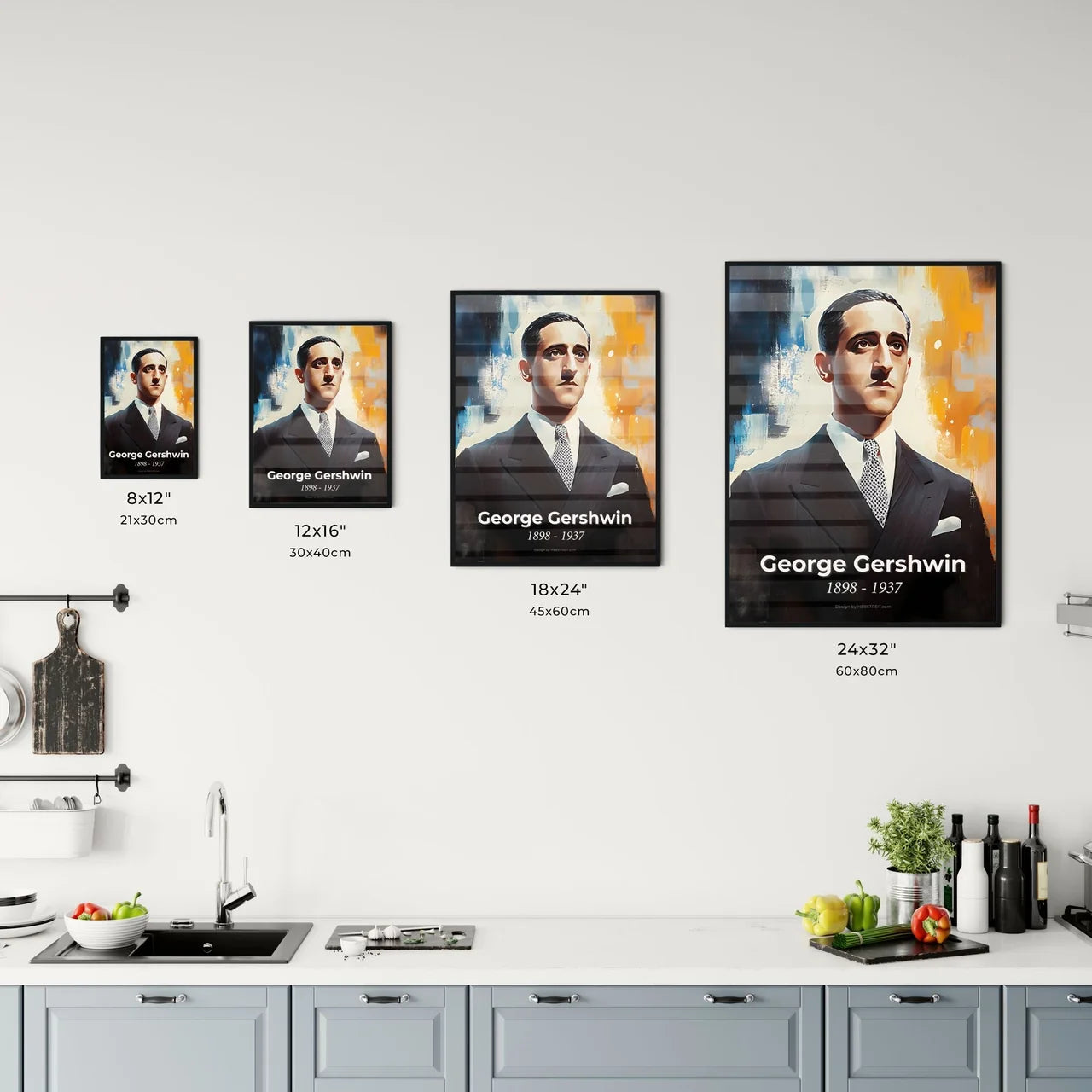 Portrait of George Gershwin Size Chart