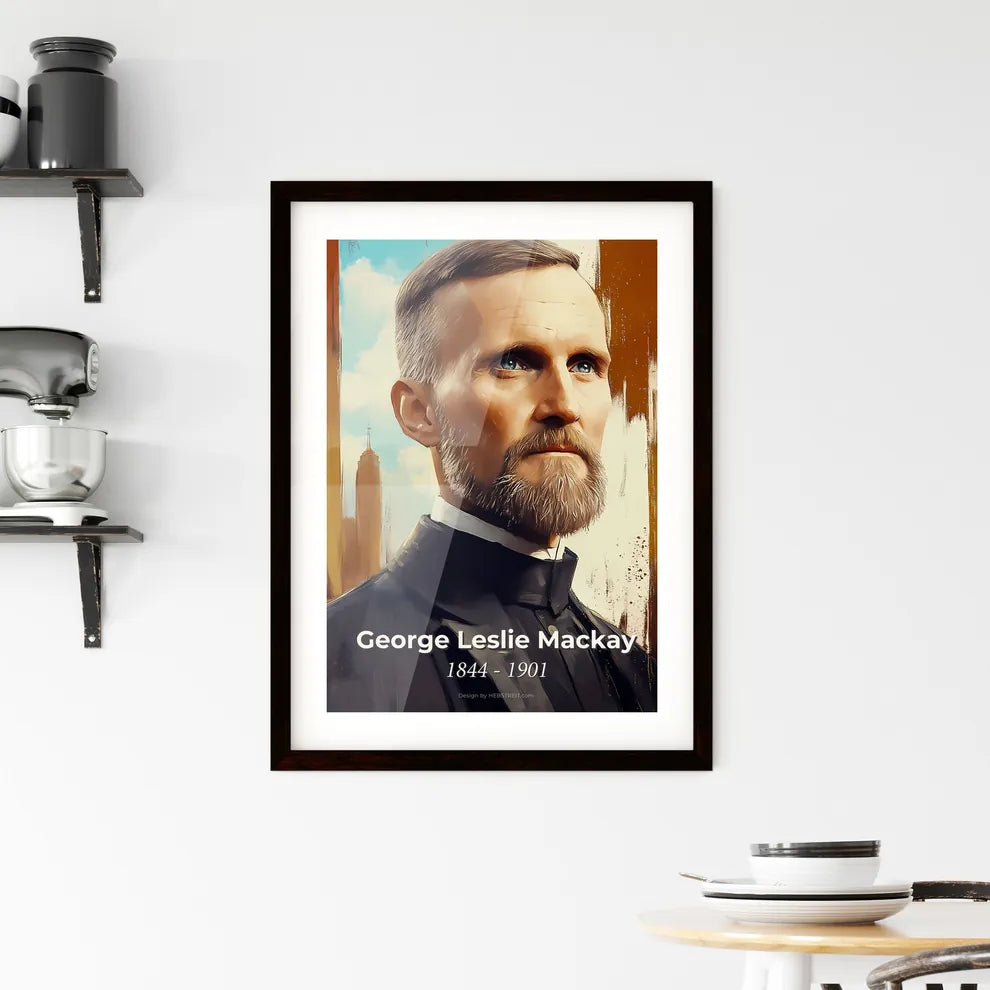 Portrait of George Leslie Mackay, 1844 - 1901. Impressionistic painting of a man in a black suit. Custom Print