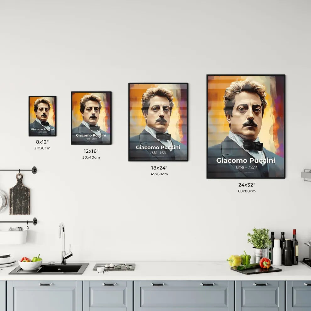 Portrait of Giacomo Puccini Size Chart
