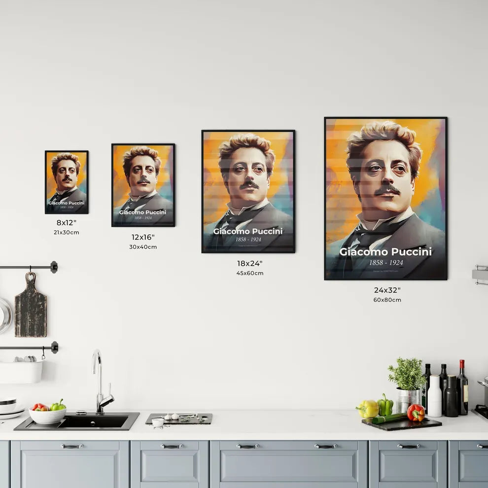 Portrait of Giacomo Puccini Size Chart