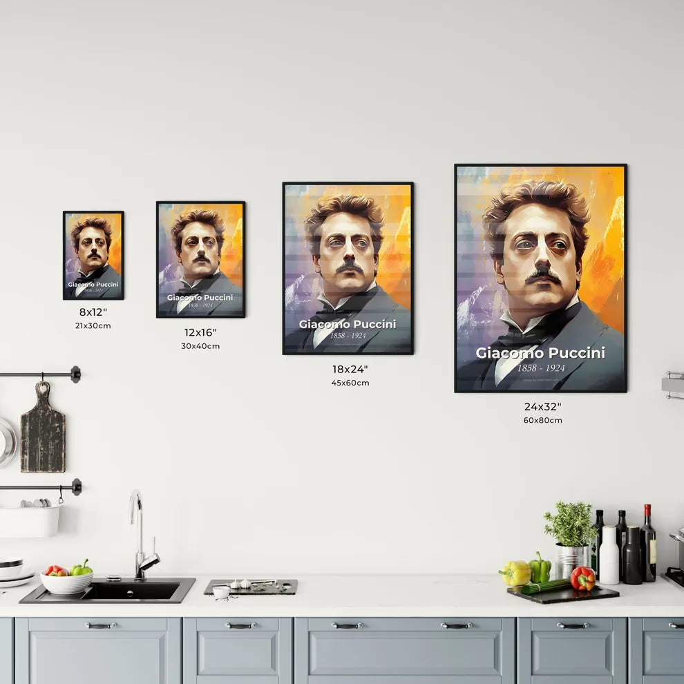 Portrait of Giacomo Puccini Size Chart