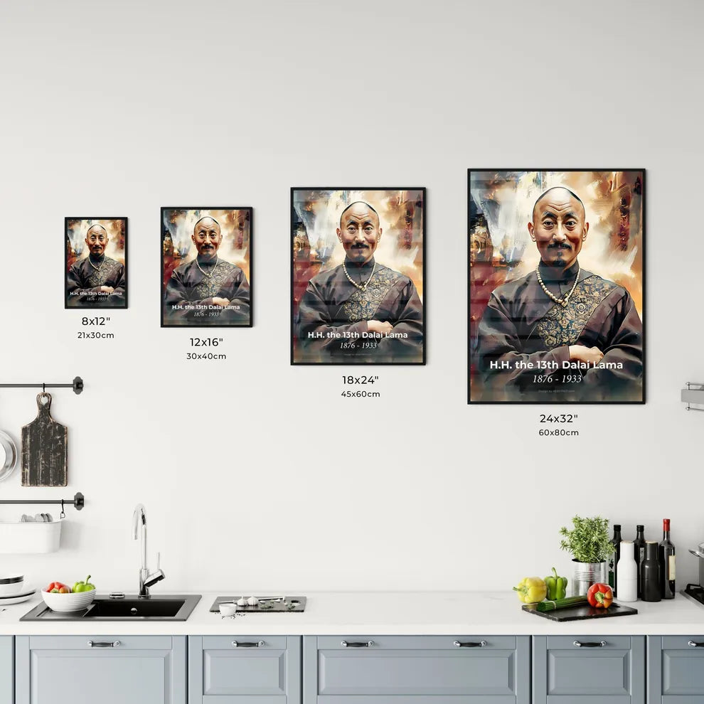 Portrait of H.H. the 13th Dalai Lama Size Chart