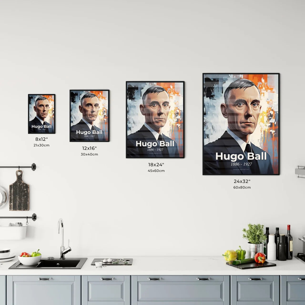 Portrait of Hugo Ball Size Chart