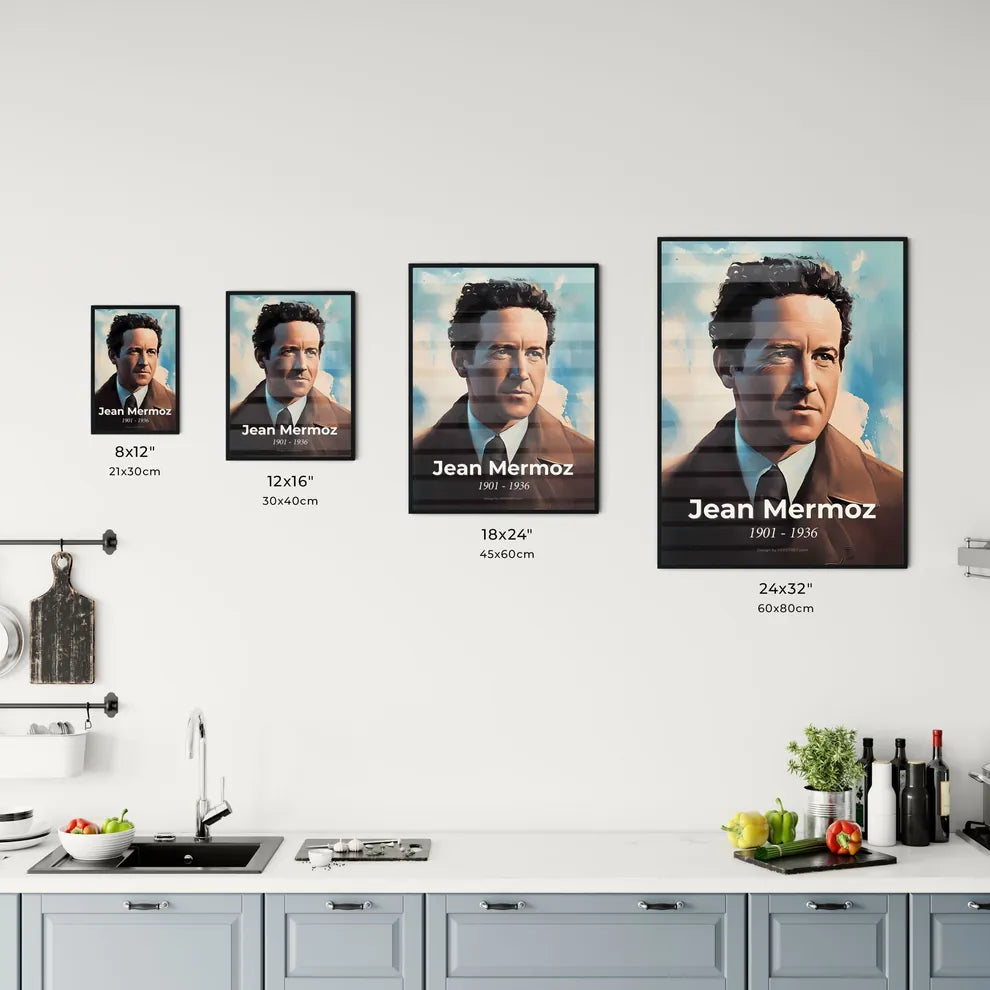 Portrait of Jean Mermoz Size Chart