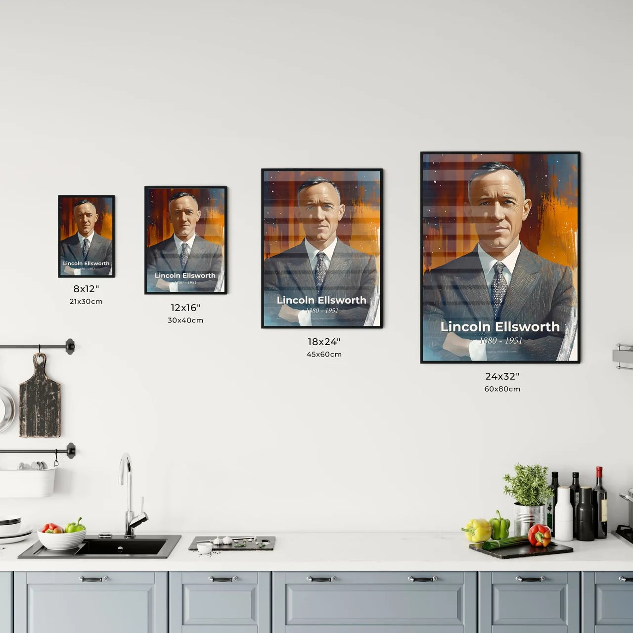 Portrait of Lincoln Ellsworth Size Chart