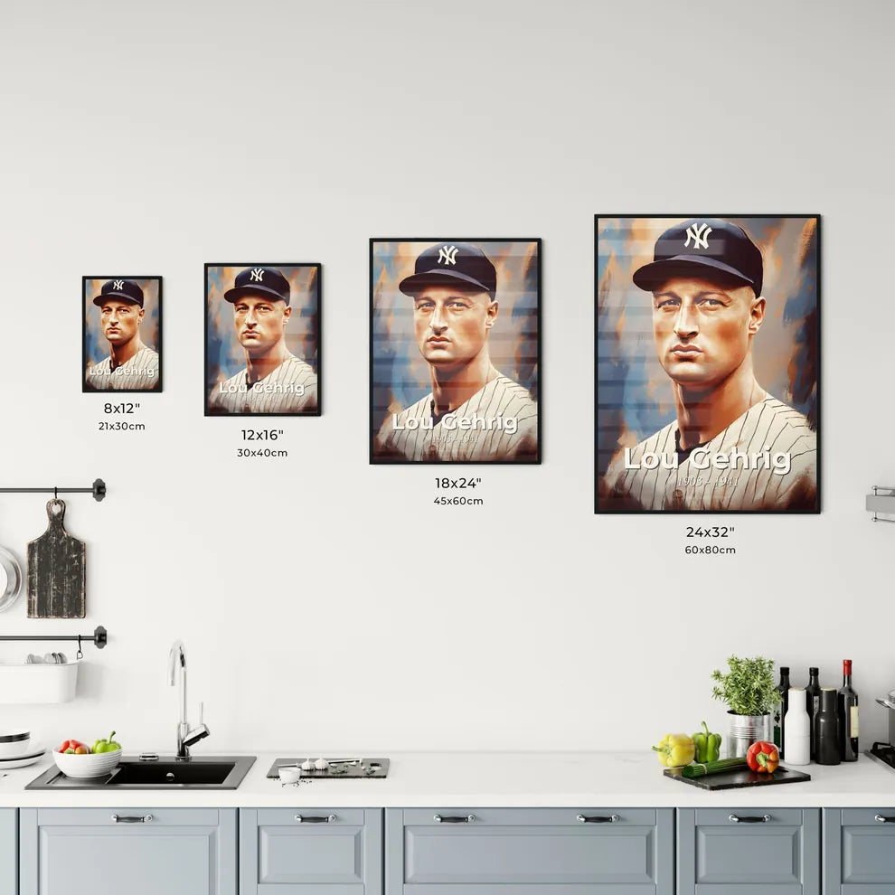 Portrait of Lou Gehrig Size Chart