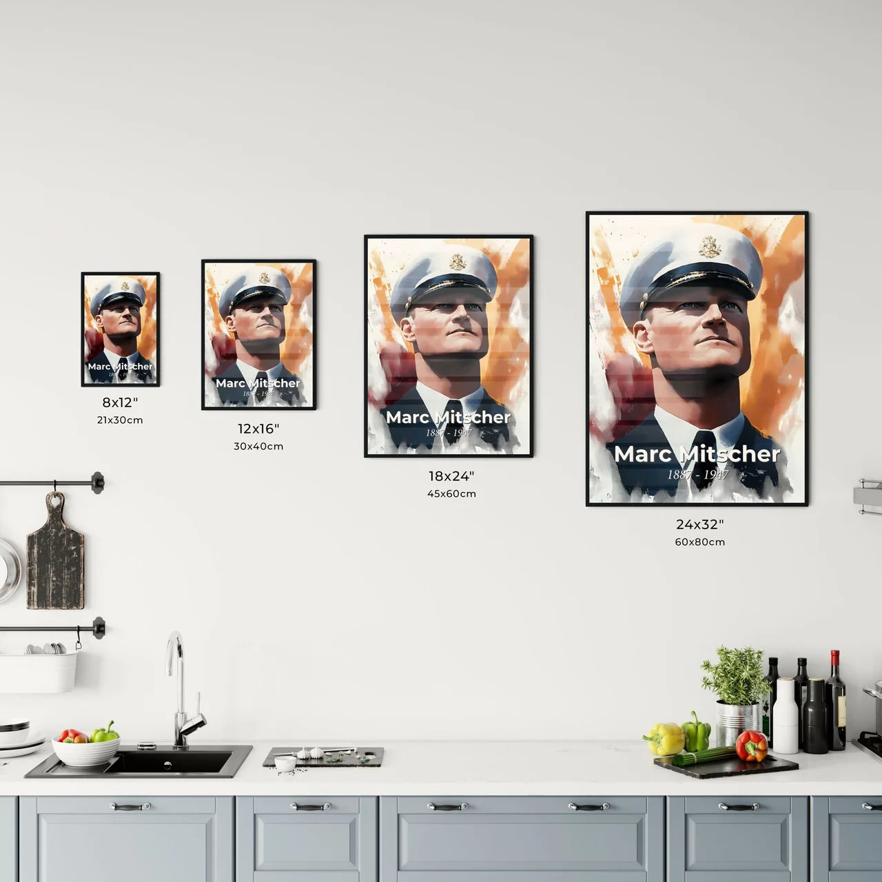 Portrait of Marc Mitscher Size Chart