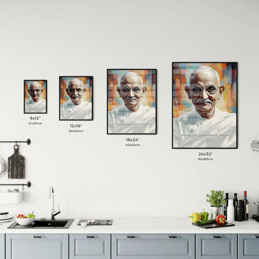 Portrait of Mohandas Karamchand Gandhi Size Chart
