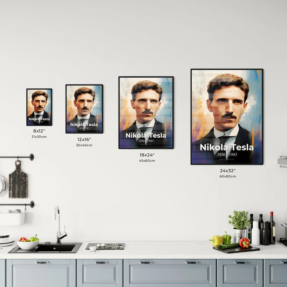 Portrait of Nikola Tesla Size Chart