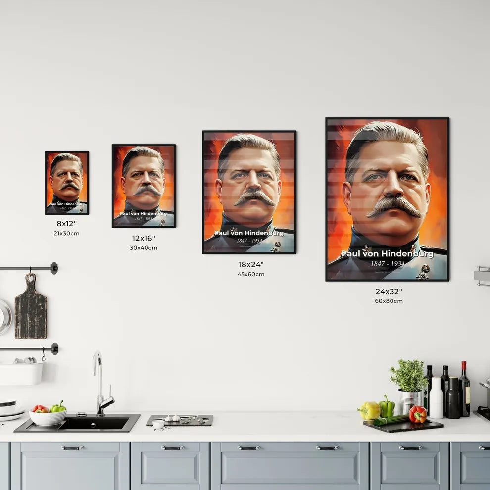 Portrait of Paul von Hindenburg Size Chart