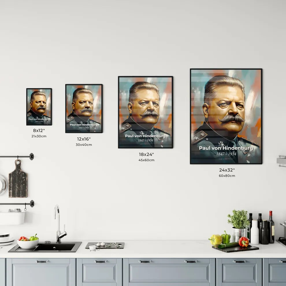 Portrait of Paul von Hindenburg Size Chart