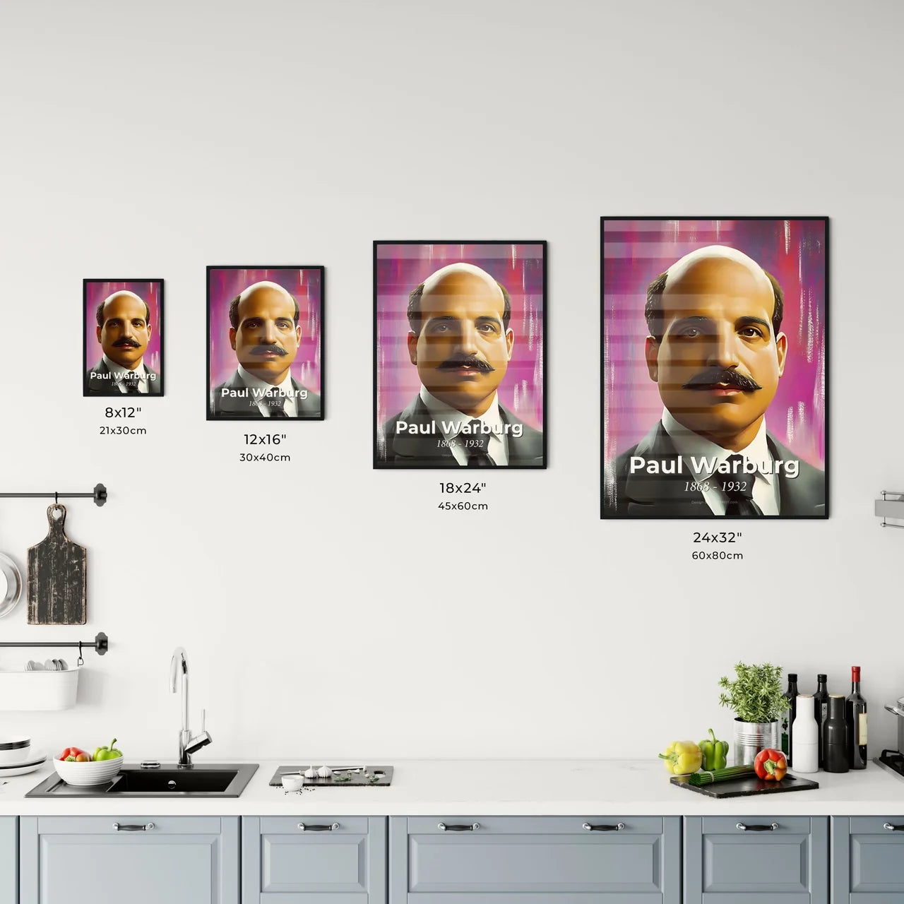 Portrait of Paul Warburg Size Chart