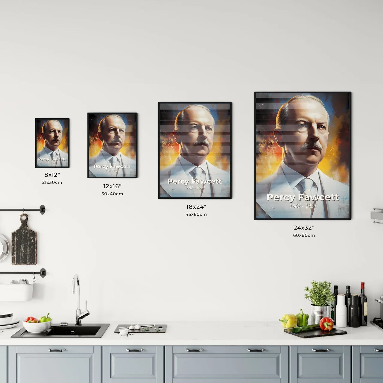 Portrait of Percy Fawcett Size Chart