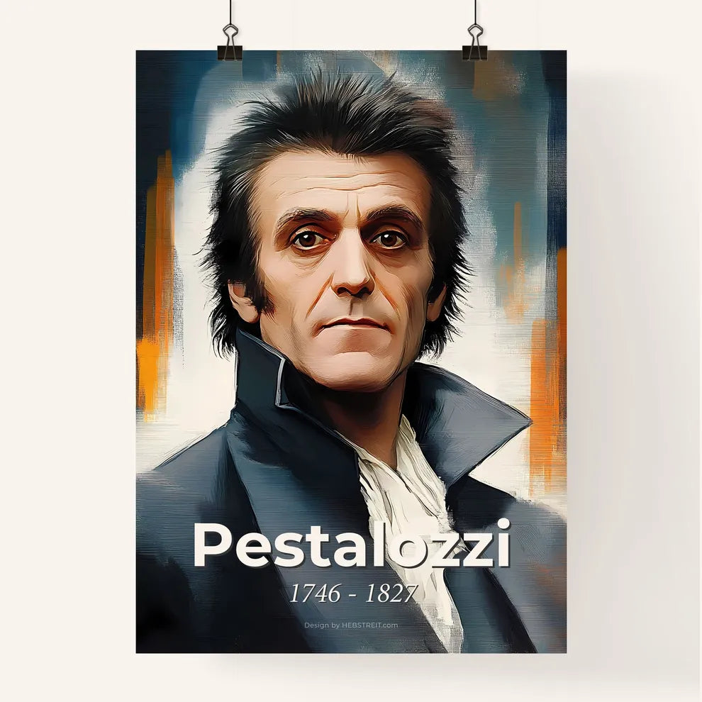 Portrait of Pestalozzi, 1746 - 1827. Impressionistic painting of a man in a suit. Poster
