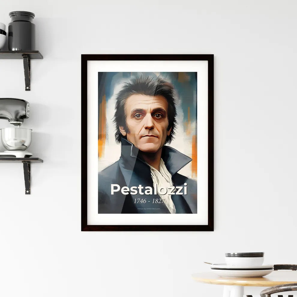 Portrait of Pestalozzi, 1746 - 1827. Impressionistic painting of a man in a suit. Custom Print