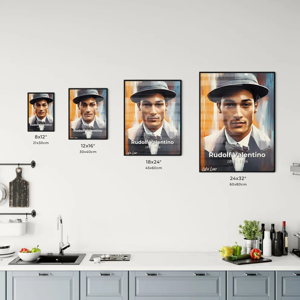 Portrait of Rudolf Valentino Size Chart