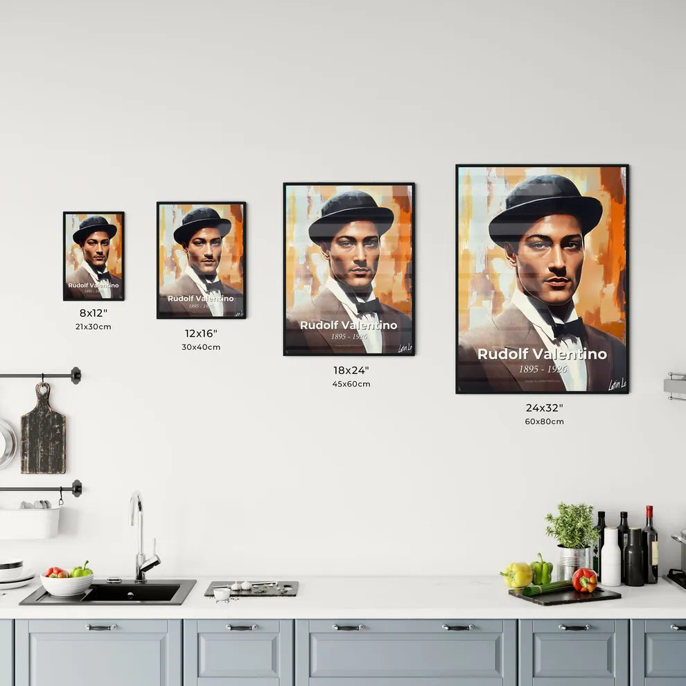 Portrait of Rudolf Valentino Size Chart