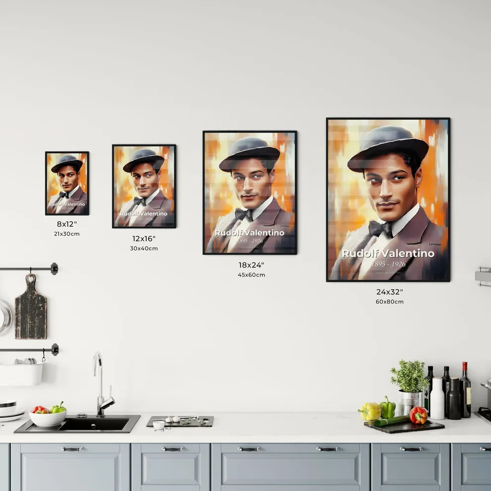 Portrait of Rudolf Valentino Size Chart