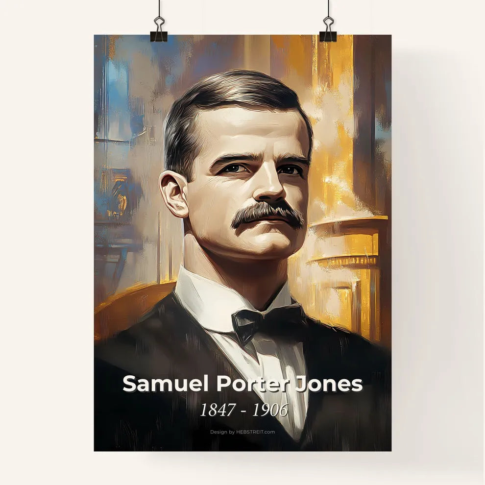 Portrait of Samuel Porter Jones, 1847 - 1906. Impressionistic painting of a man in a suit. Poster