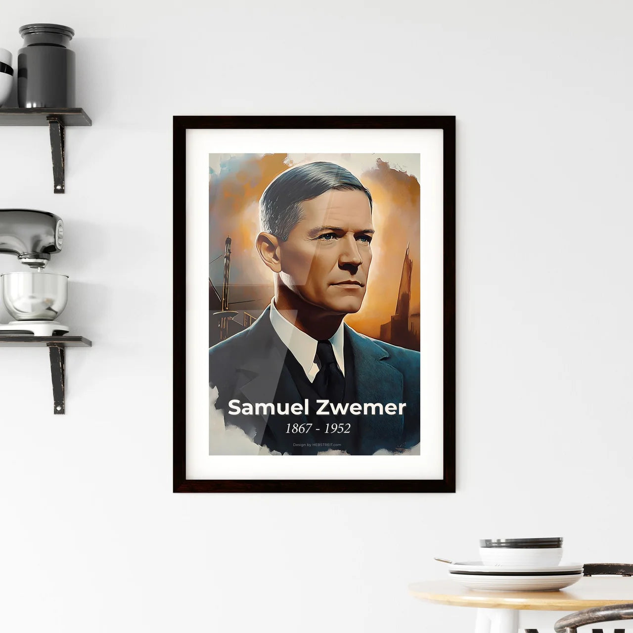 Portrait of Samuel Zwemer, 1867 - 1952. Impressionistic painting of a man in a suit. Custom Print