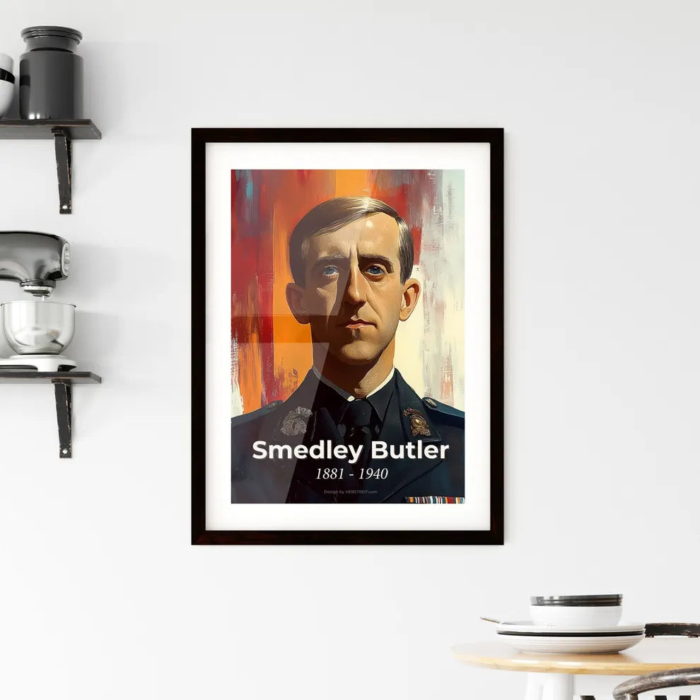 Portrait of Smedley Butler, 1881 - 1940. Impressionistic painting of a man in a military uniform. Custom Print
