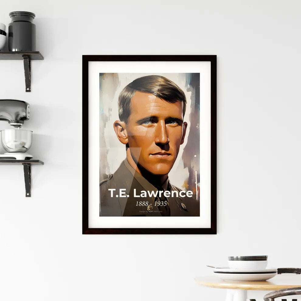 Portrait of T.E. Lawrence, 1888 - 1935. Impressionistic painting of a man in a uniform. Custom Print