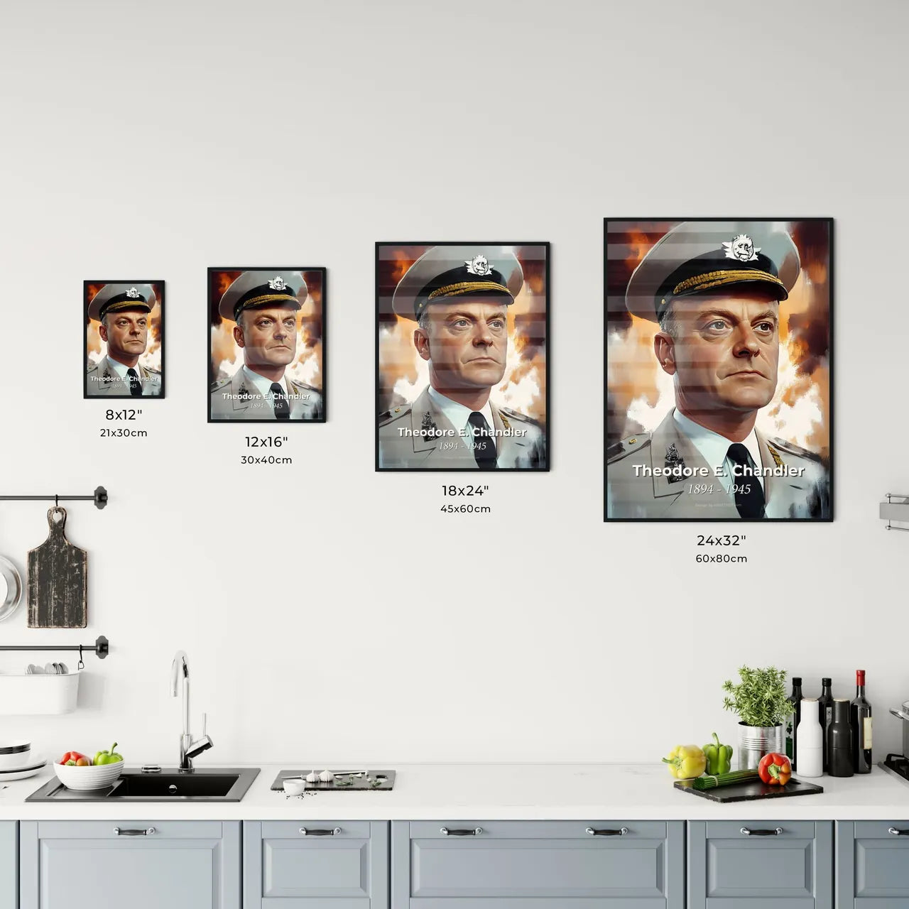 Portrait of Theodore E. Chandler Size Chart