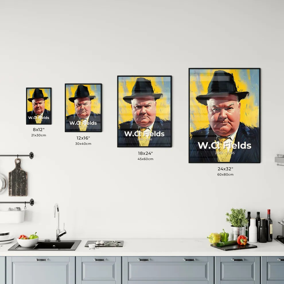 Portrait of W.C. Fields Size Chart