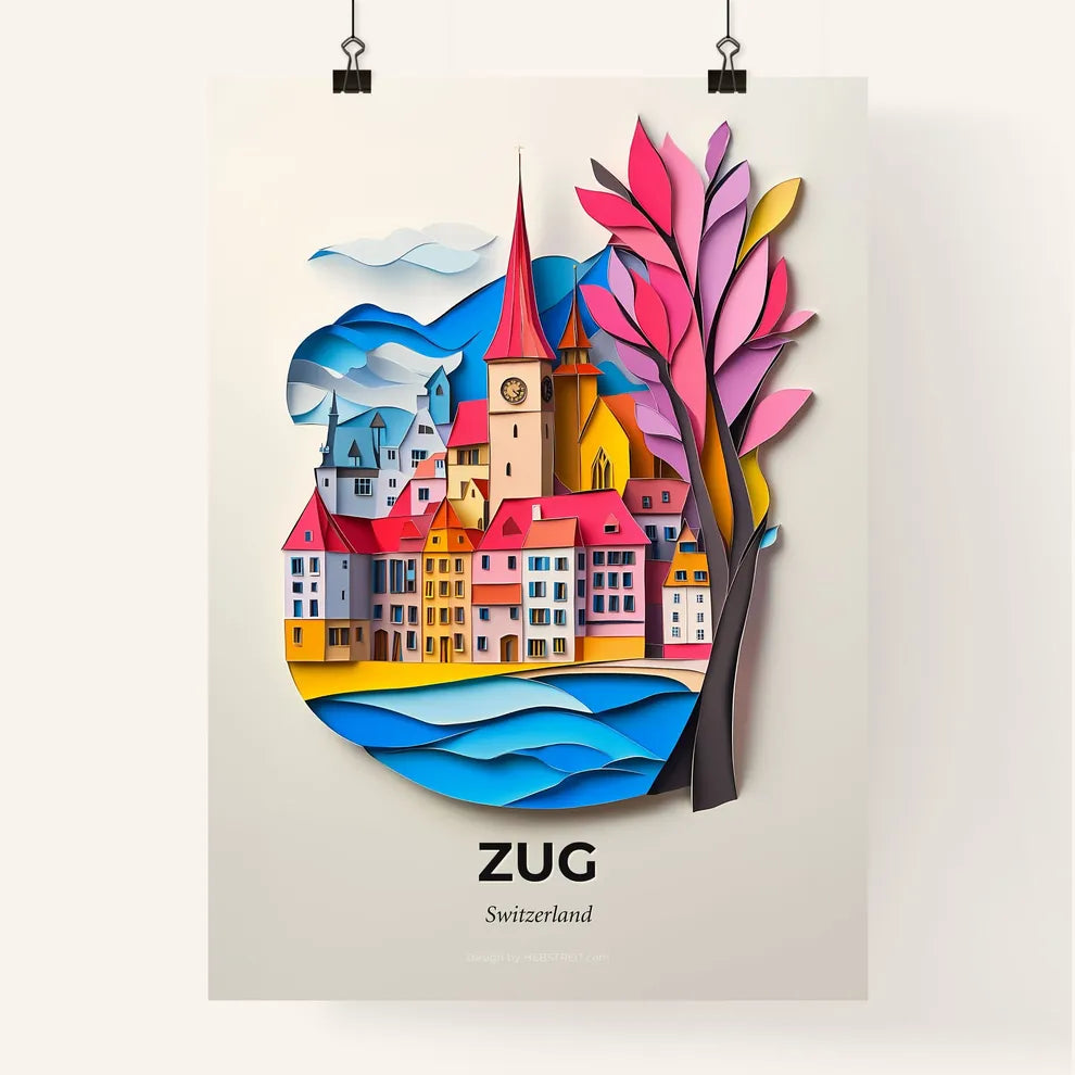 Vivid Zug, Switzerland, Colorful Poster