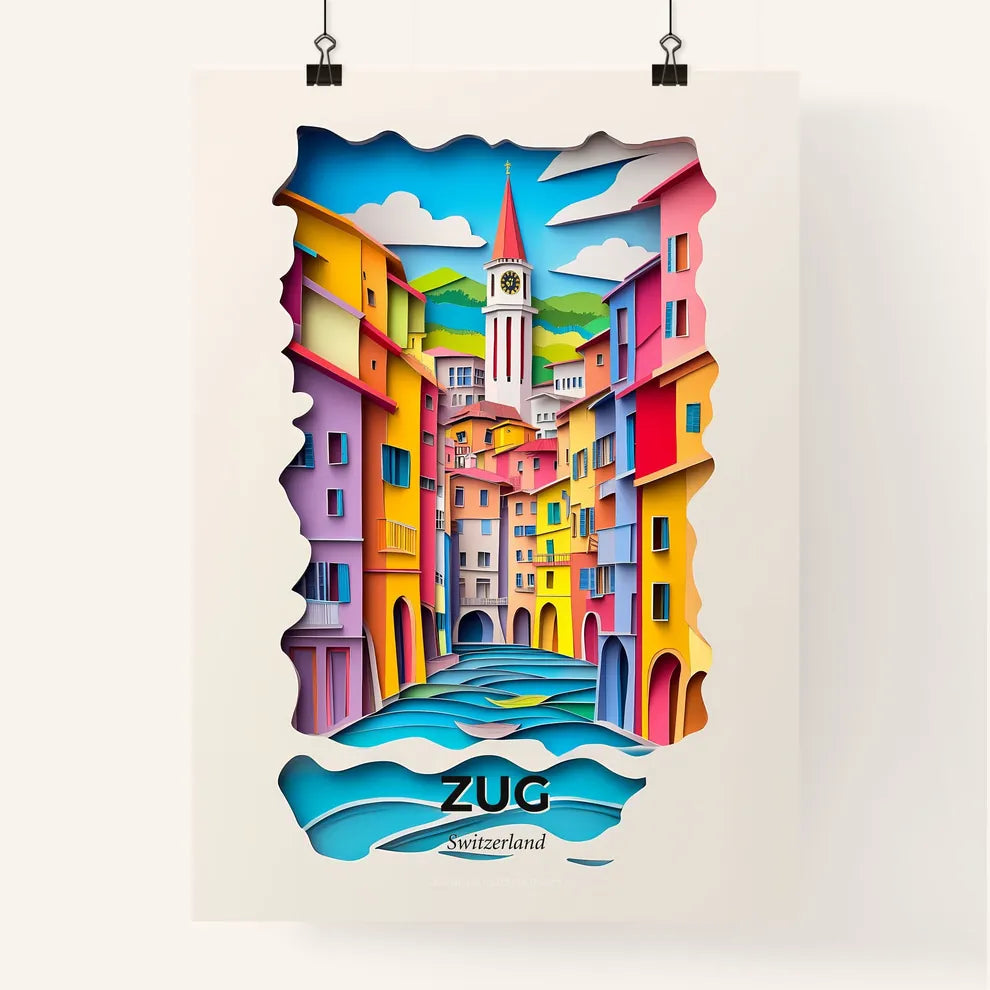 Vivid Zug, Switzerland, Colorful Poster