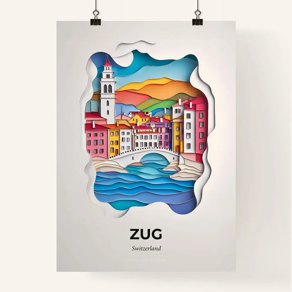 Vivid Zug, Switzerland, Colorful Poster